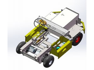 نظام تعليق أمامي مستقل، محورخلفي منفصل بواسطة محرك KDS، صندوق بطارية الليثيوم الأمامي، مكبح جرني أمامي ومكبح قرصي خلفي، نظام توجيه هيدروليكي بالكامل، مكبح يدوي

